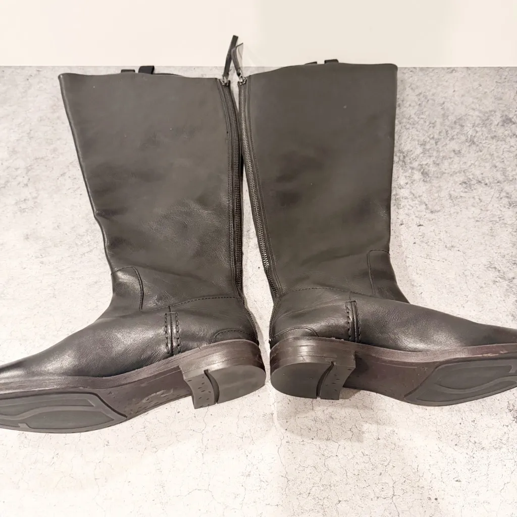 Franco Sarto Meyer Leather Riding Boots Women Black Tall Size 8.5M Wide Calf - Image 3