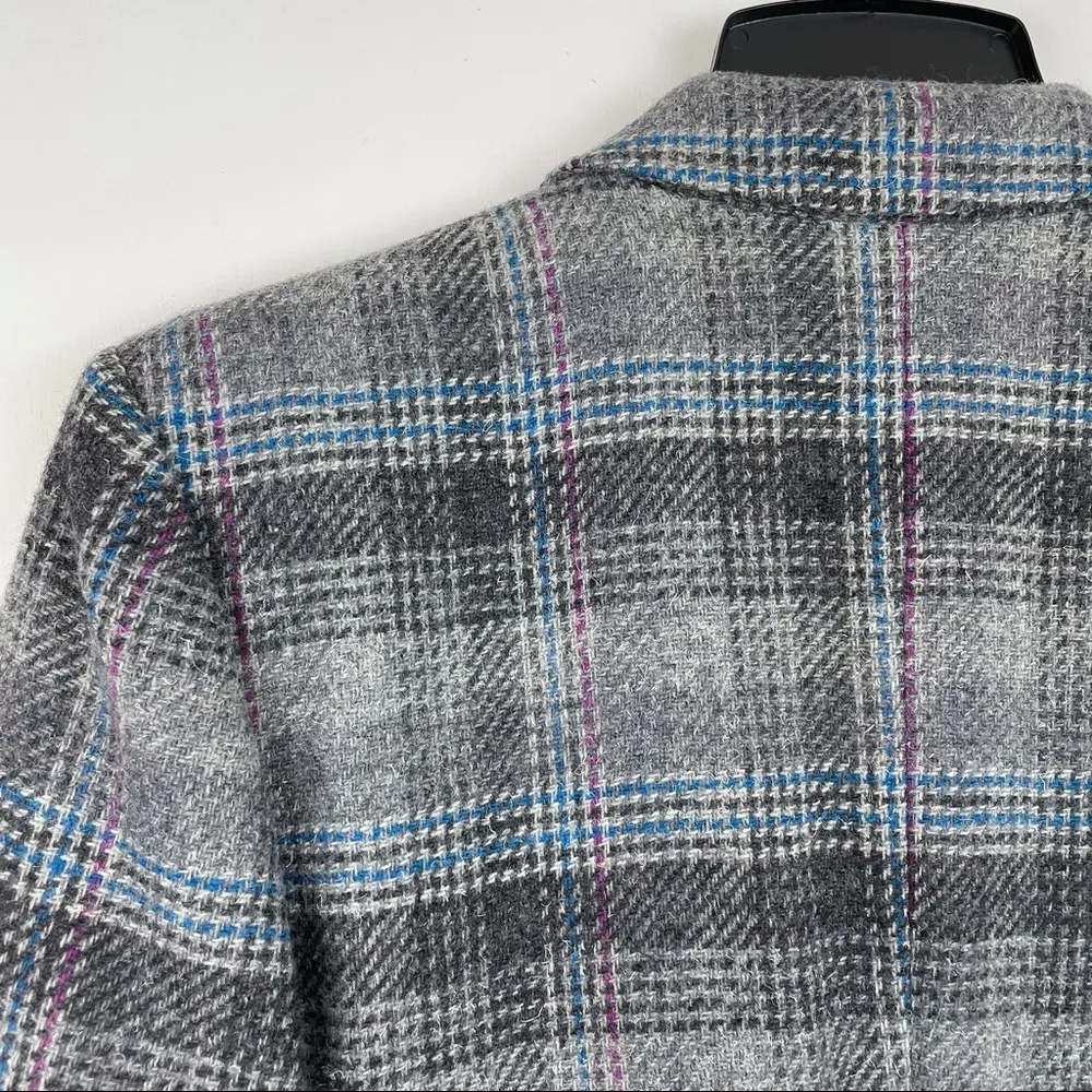 Vtg Pendleton Wool Blazer Jacket Plaid Print Sz 10 Grey Blue Purple - Image 8