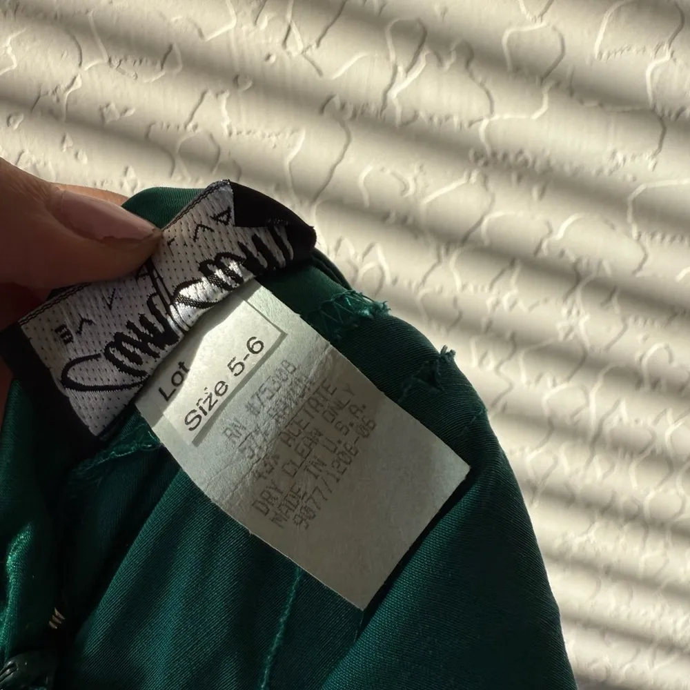 Vintage Zum Zum by Niki Livas Emerald Green Satin Halter Evening Gown Prom Dress Size 6 - Image 2