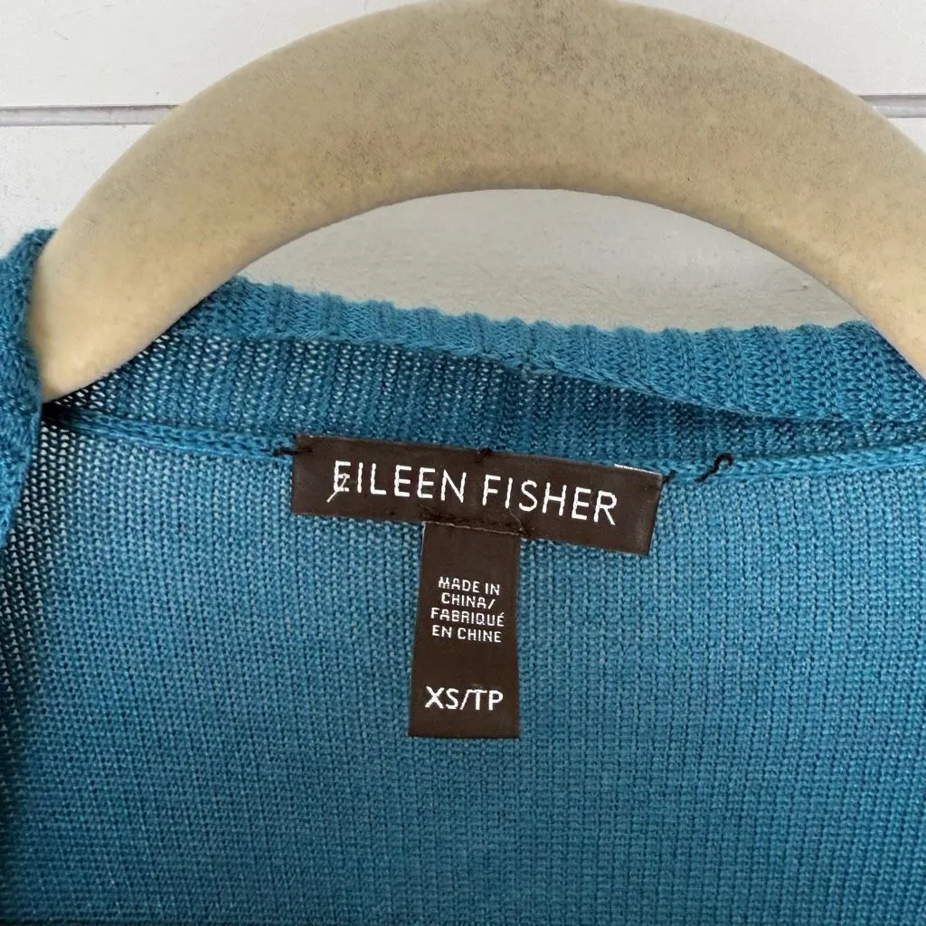 Eileen Fisher Women’s XS Blue Tencel Lyocell Short Sleeve Cardigan - Image 3