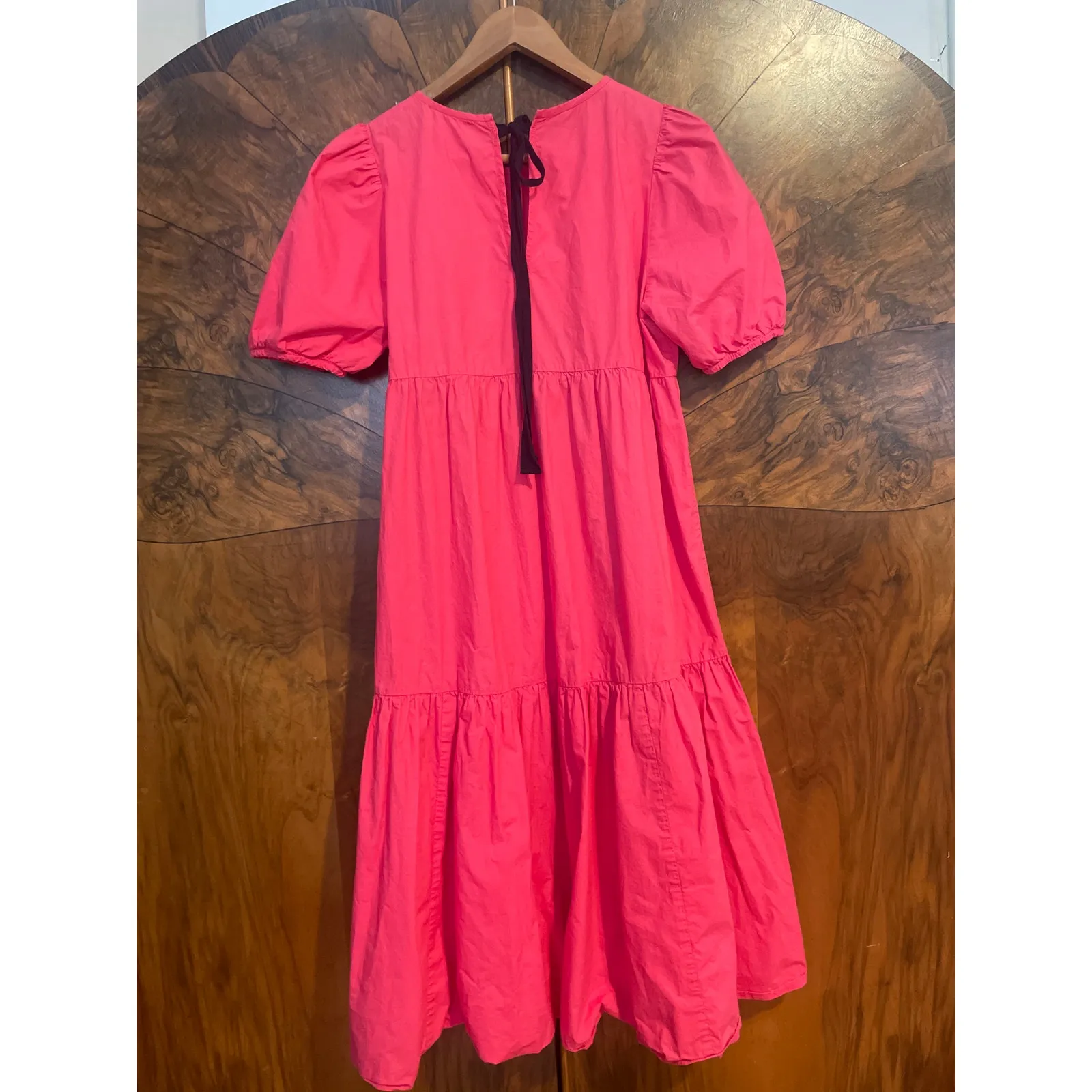 PETER SOM Tiered Puff Sleeve Midi Dress in Pink Size 8 FEMININE CASUAL Medium M - Image 5