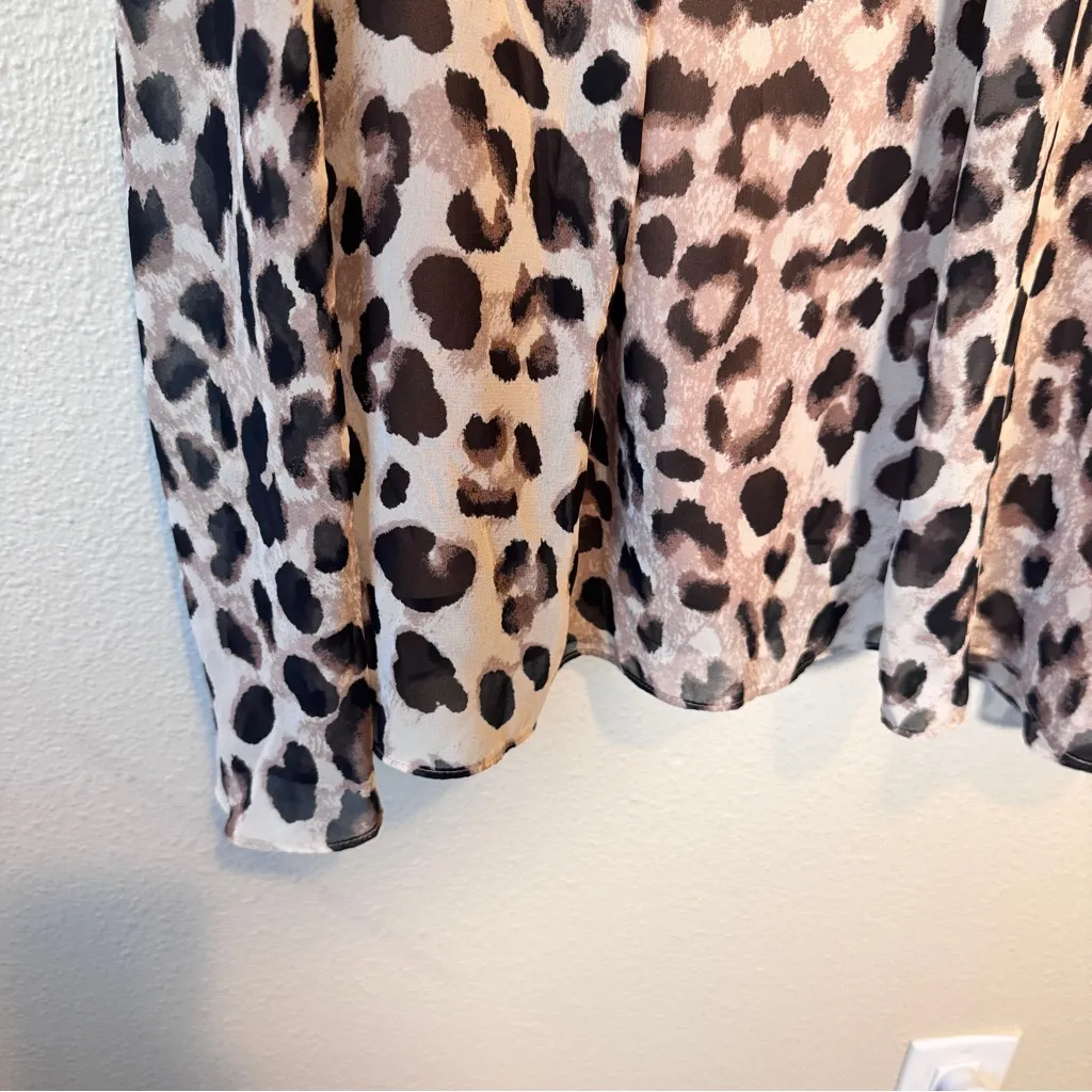 Adrienne Brown Animal Print Babydoll Mini Dress Womens M Sleeveless Casual - Image 3