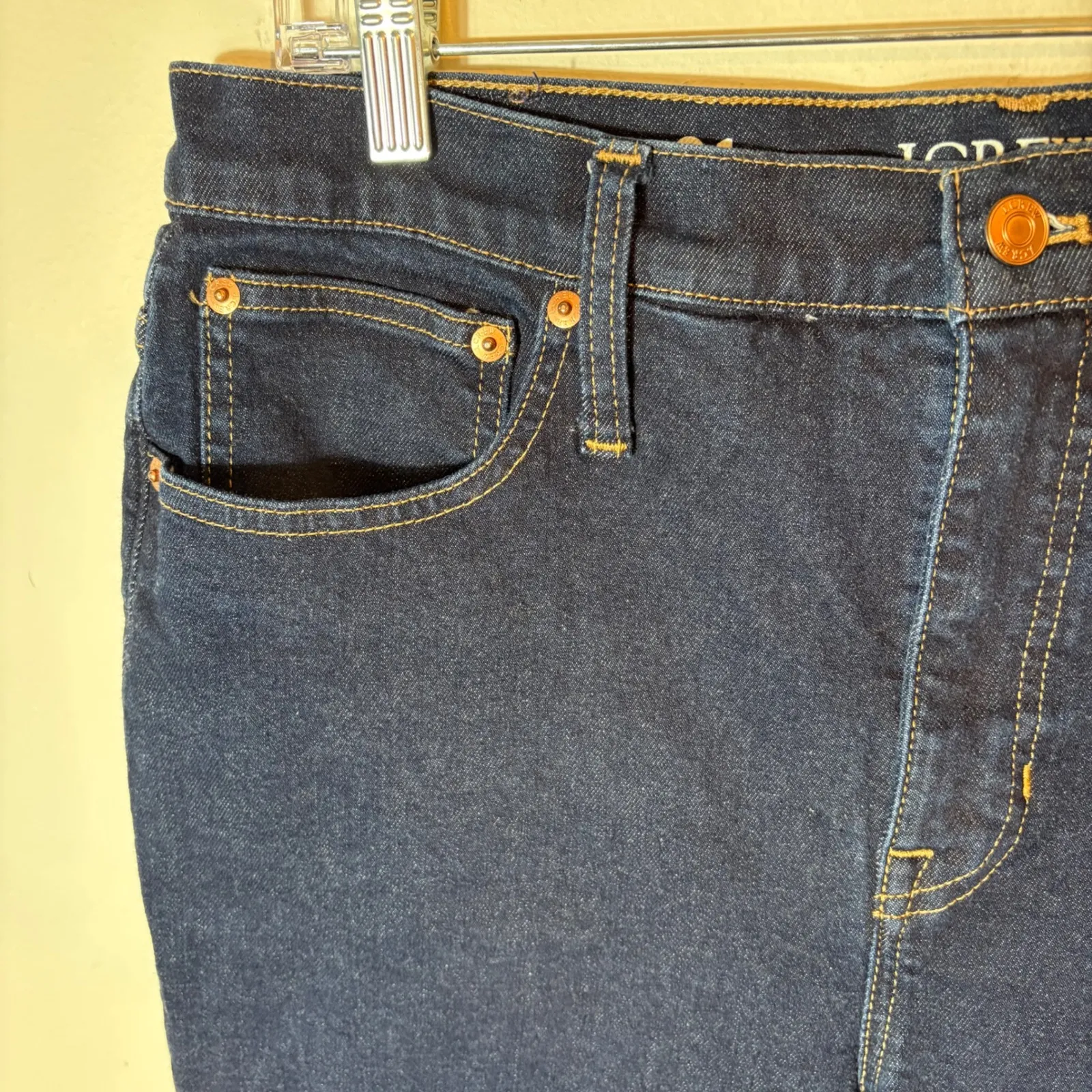 J. Crew Slim Demi Boot‎ Jeans Size 31 Dark Wash Raw Hem Denim - Image 4