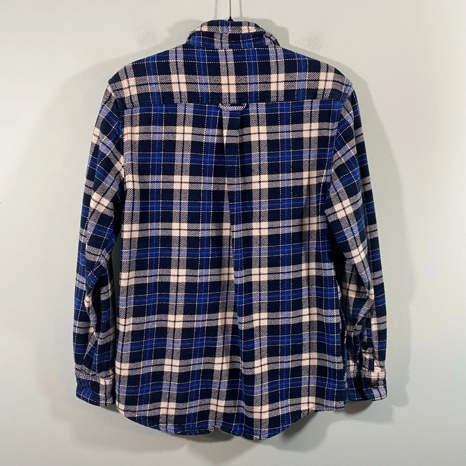 Orvis Women Blue Plaid Button Up Cotton Thick Flannel Shirt Size S - Image 8