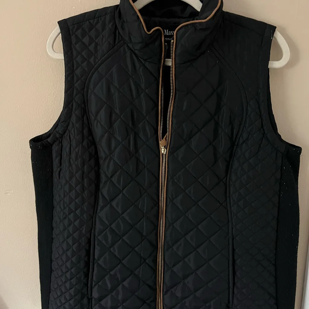 Jason Maxwell  Black Quilted Outerwear with Brown Trim Size Large - Image 2