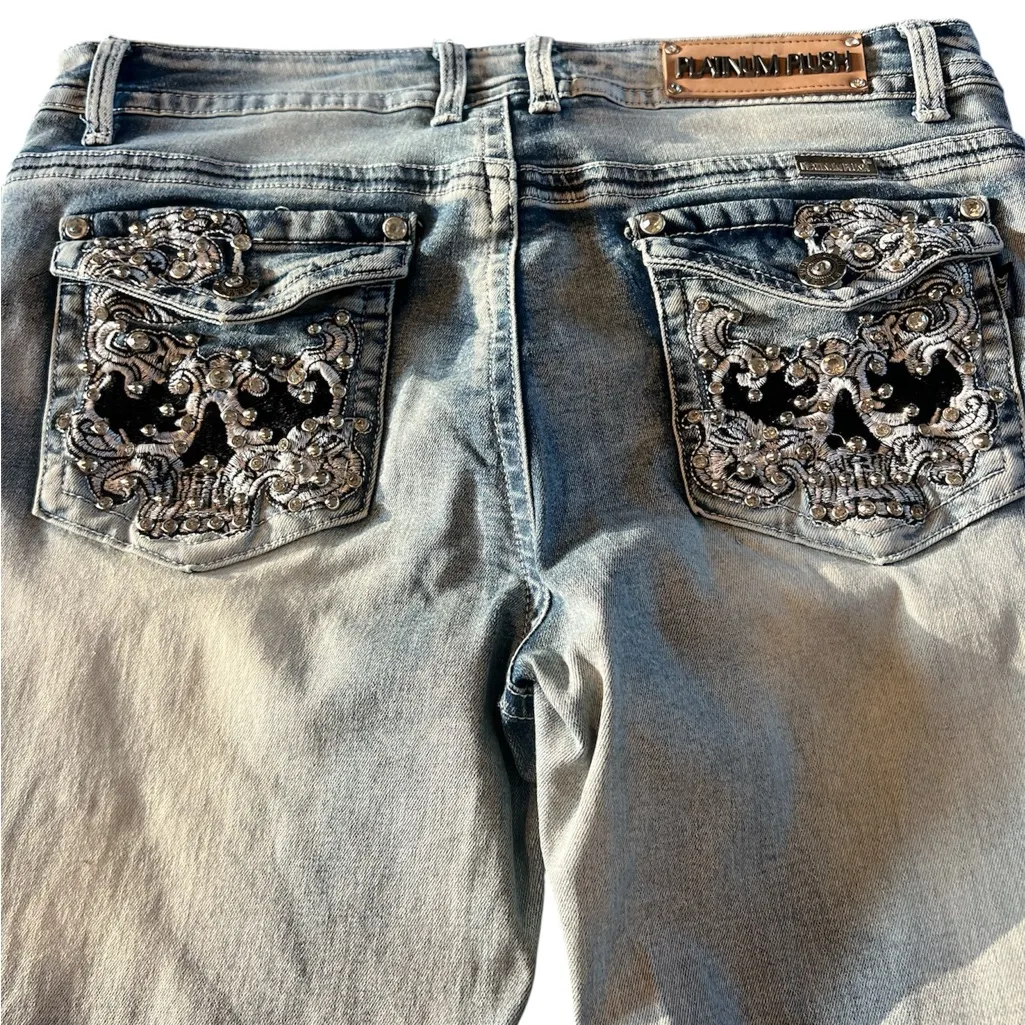 Platinum Plush Women's Light Blue Boot Cut Jeans w embellishments Size undefined - Image 6