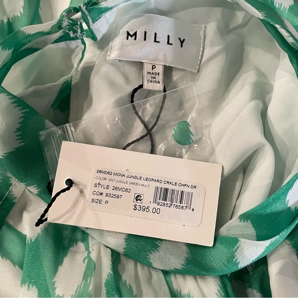 Milly Women’s Mona Jungle Leopard-Print Tiered Chiffon Dress Sz P - Image 5