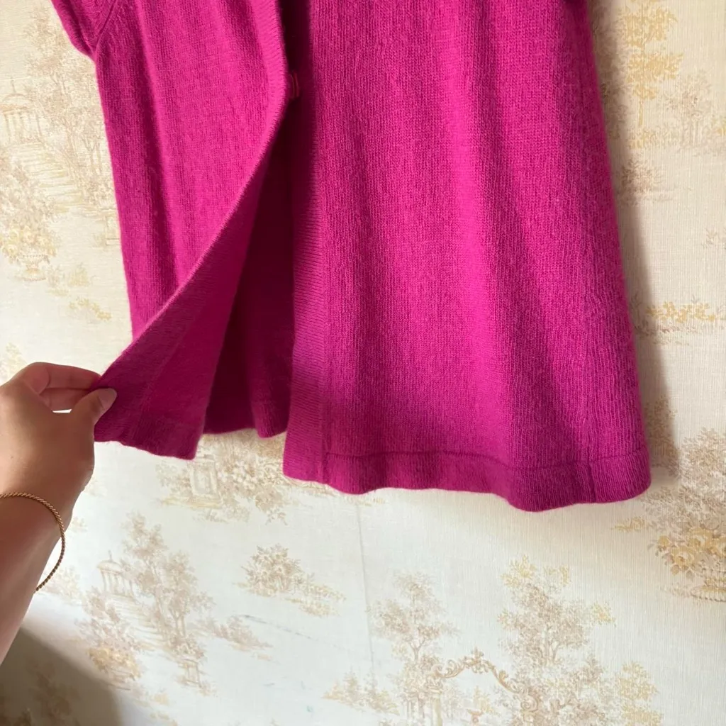 Vintage y2k pink Ann Taylor Loft wool rabbit hair cap sleeve cardigan sweater S - Image 3