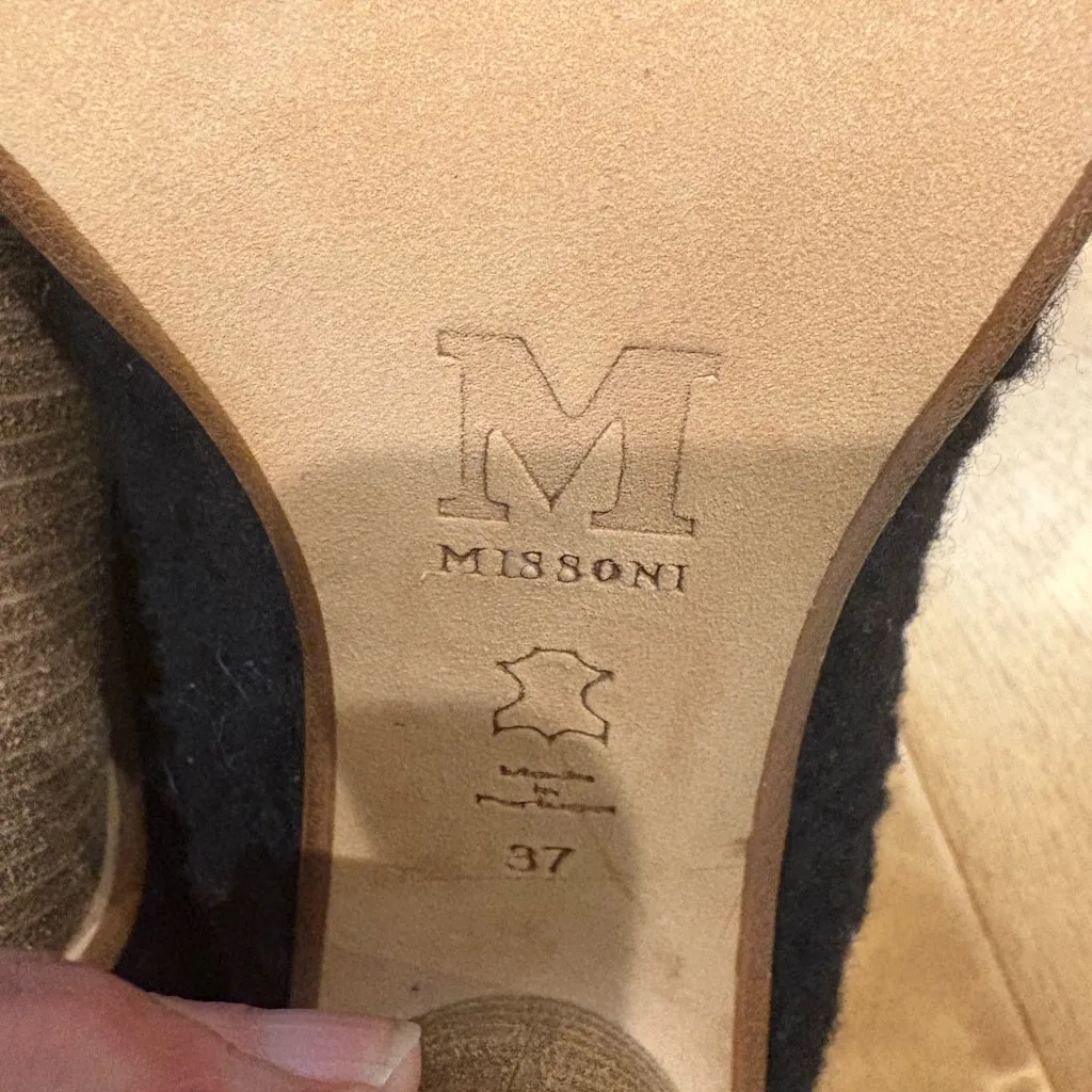 Missoni faux shearling boucle high heel knee boots black sz 37 6.5 new - Image 6