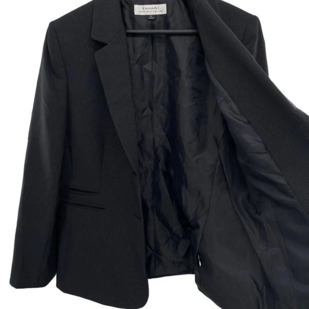 Tahari Arthur S. Levine Women’s Black Fitted Pinstripe Blazer Jacket Size 14 - Image 9