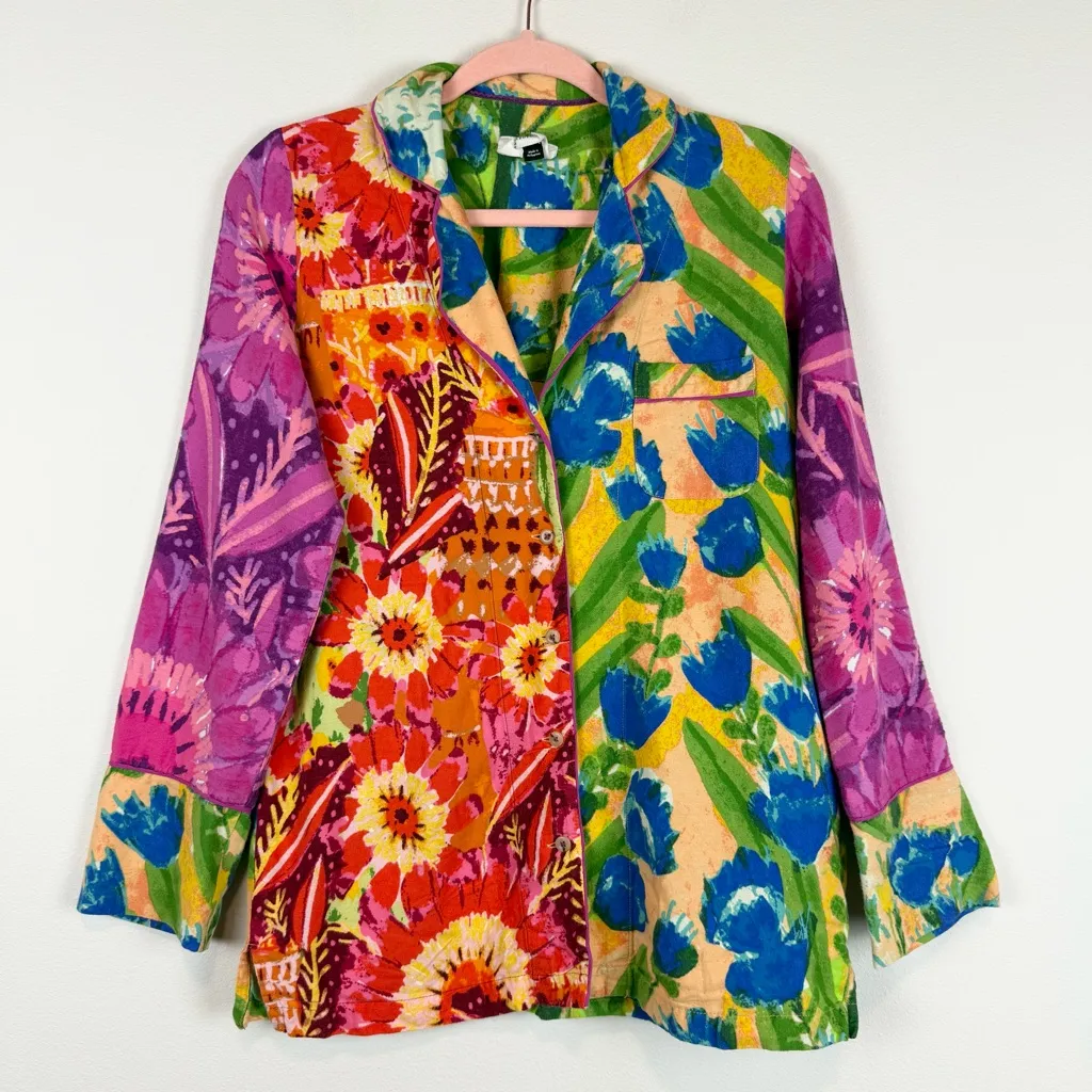Anthropologie Roeqiya Fris Garden Bloom Flannel‎ Pajama Top Size XS - Image 4