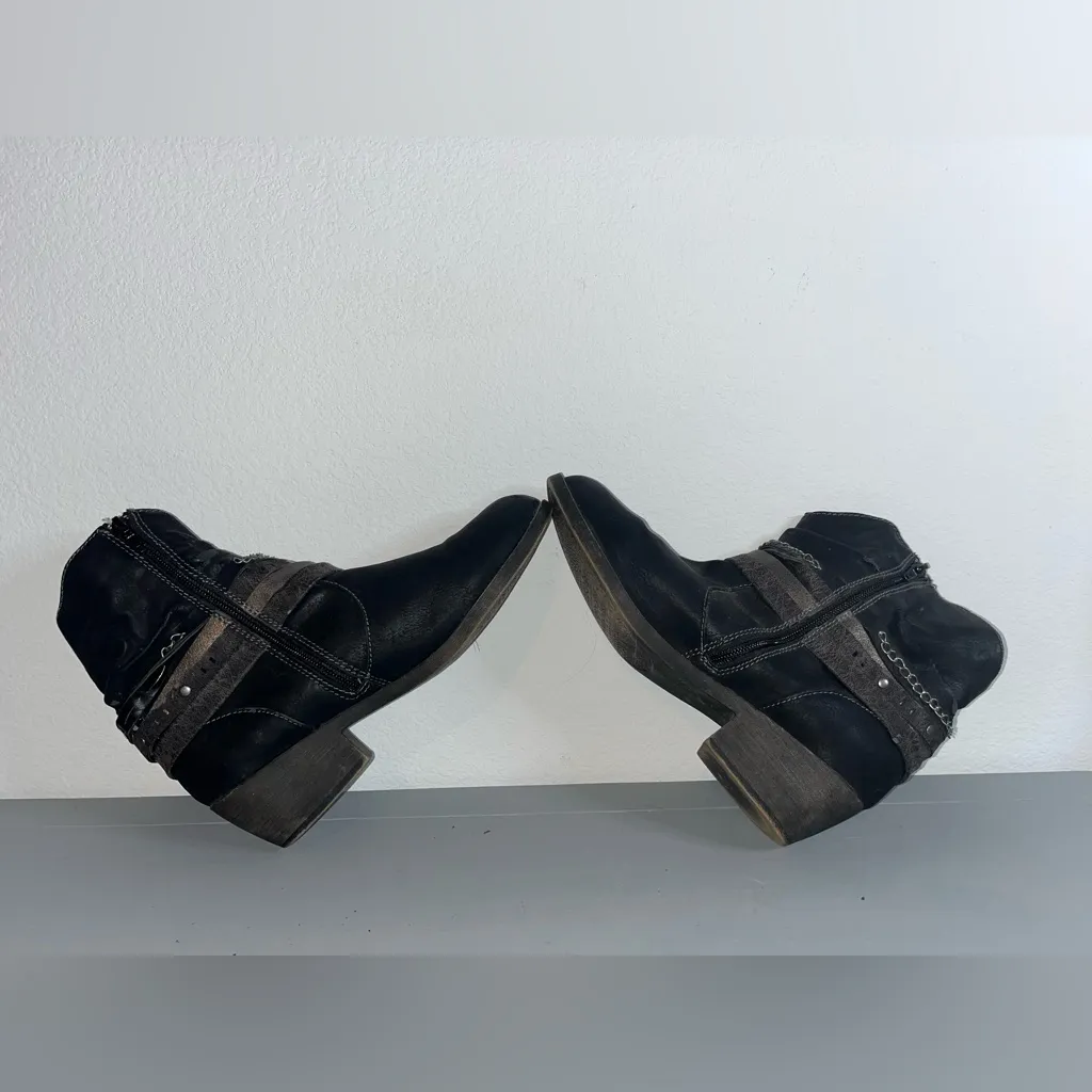 Jellypop Nashville Kinney Grunge Gunmetal Chain Grunge Rock Ankle Booties Sz 8.5 - Image 6