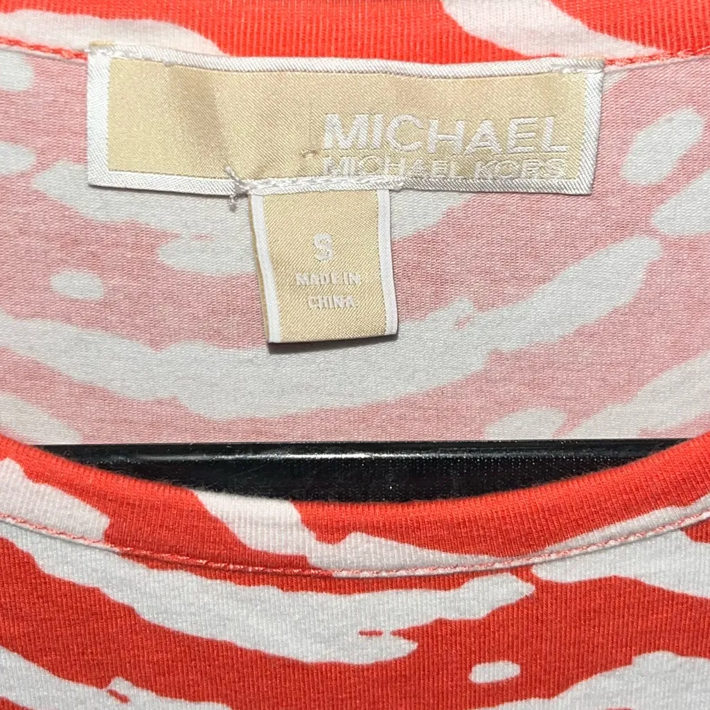 Micheal by Michael Kors Animal Print Cinched Side MK Embellished Top - Image 4