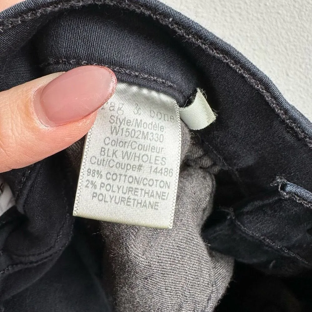 Rag & Bone Women’s Skinny Stretch Mid Rise Black Jeans Size 26 Distressed Knee - Image 8