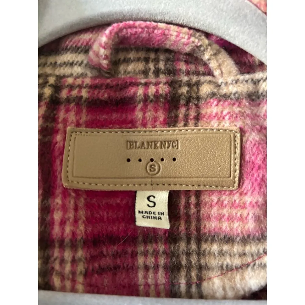 Blank NYC Plaid Shirt Jacket with Fringe - Image 4