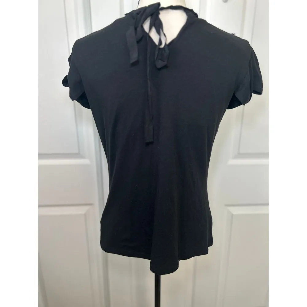 Silver Chain Feather Beaded Bow Sleeve‎ Black Top Forever 21 Large Whimsigoth - Image 3