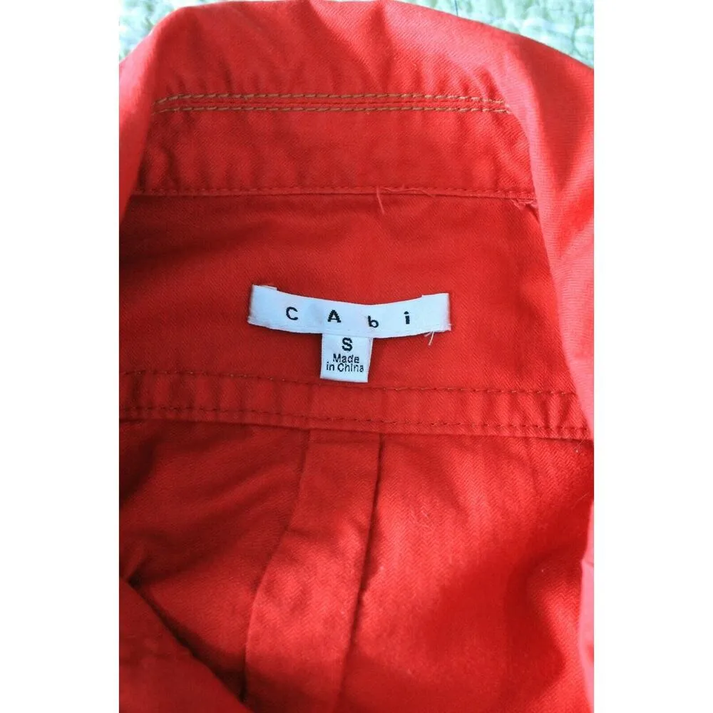 CAbi  Red First Mate Trench Jacket Style 401 Size Small Belted Zipper Front - Image 8