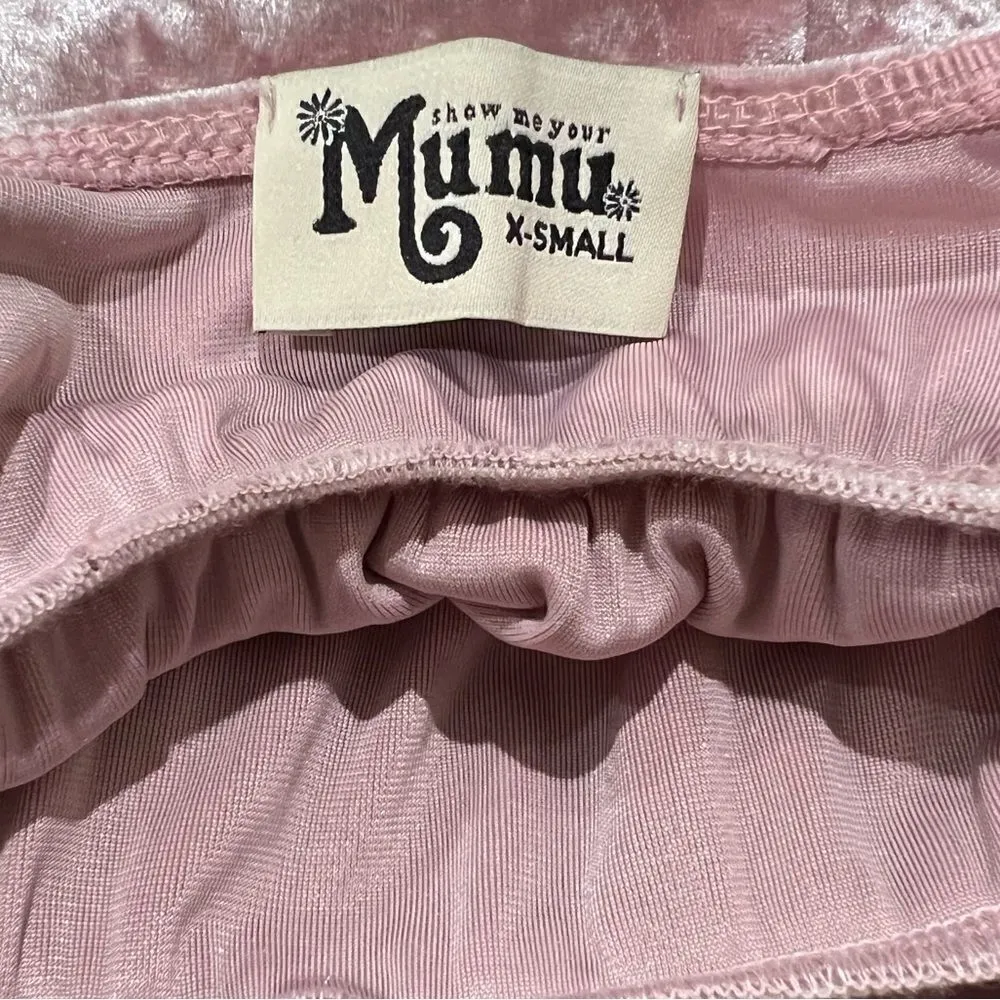 Show Me Your Mumu Aurora Pink Velvet Empire Waist Maxi Dress Women’s XS - Image 5