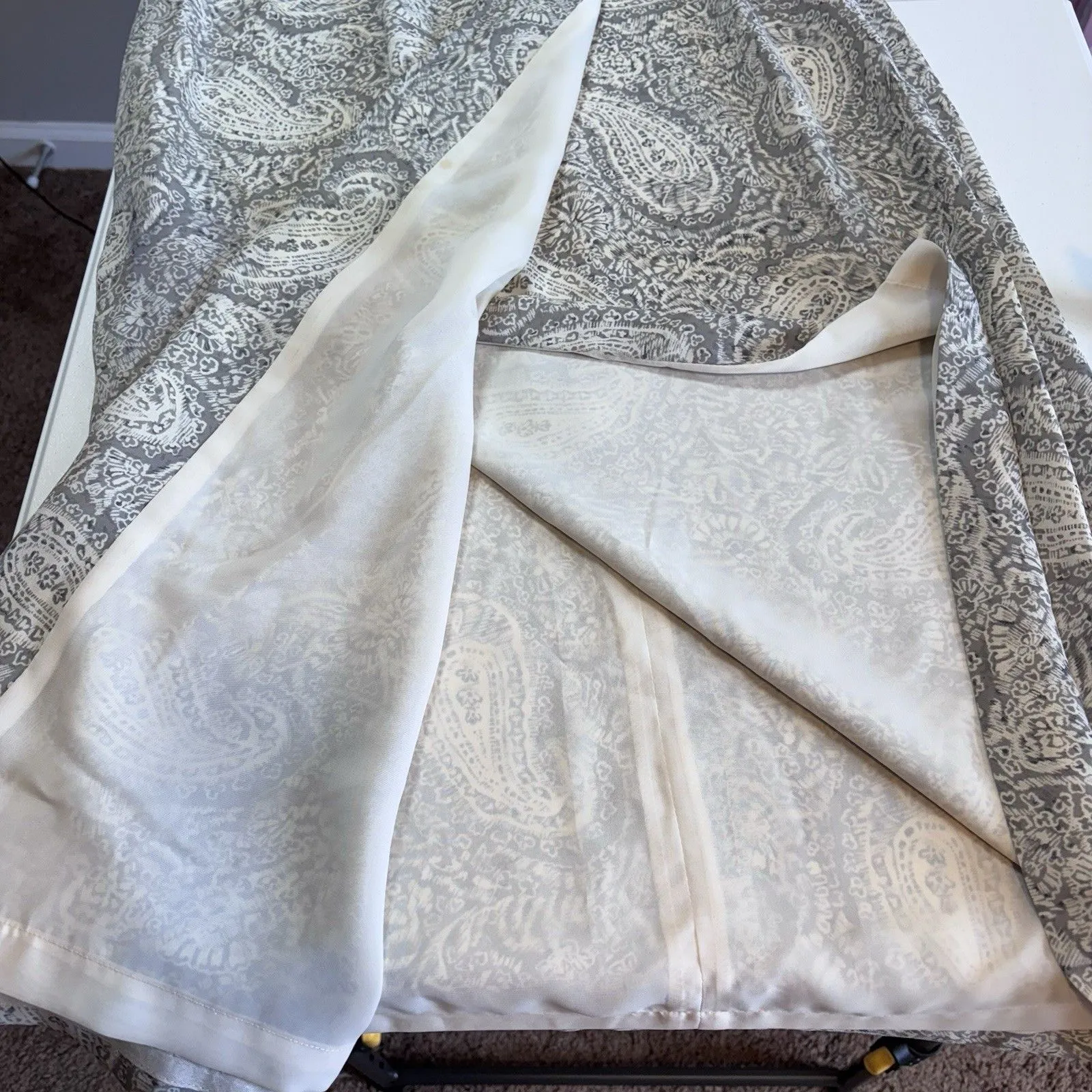 Vintage 90s Chaus Cream /gray Paisley Wrap Maxi Skirt Women’s Size 8 Pre - Image 9