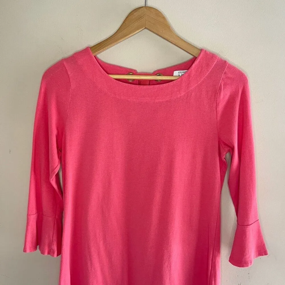 CROWN & IVY Bell Sleeve Pink Mini Dress,‎ Small - Image 2