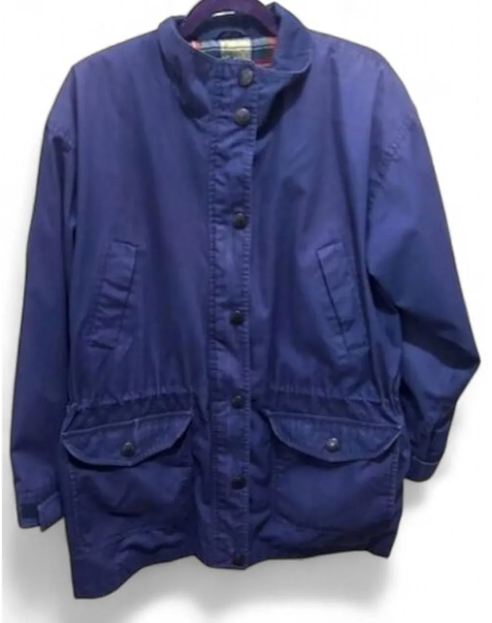 Cabin Creek Women’s Parka Coat L Navy Blue Flannel Lined Adjustable Warm - Image 1