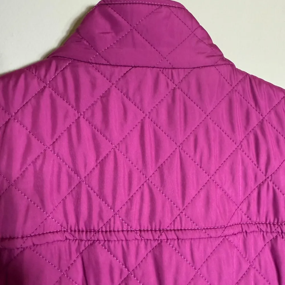 Talbots Diamond Quilted Riding Puffer Vest Women's Medium Purple Fleece Lined - Image 13
