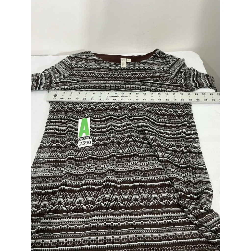 Womans Emma & Michelle Large Brown Pullover Lined Swing Dress Sheer Sleeves - Image 6