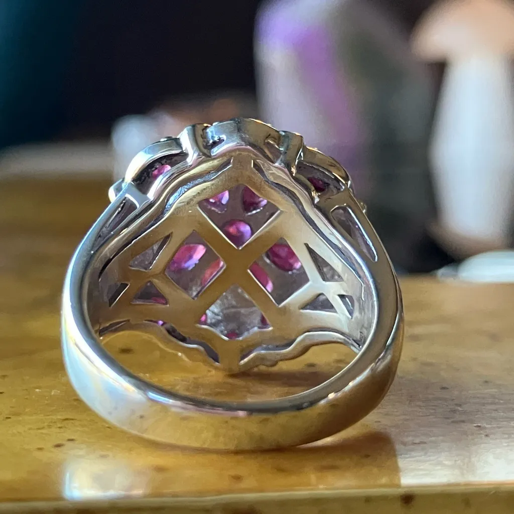 Genuine Ruby Sterling Silver Cocktail Ring Size 6 - Image 5