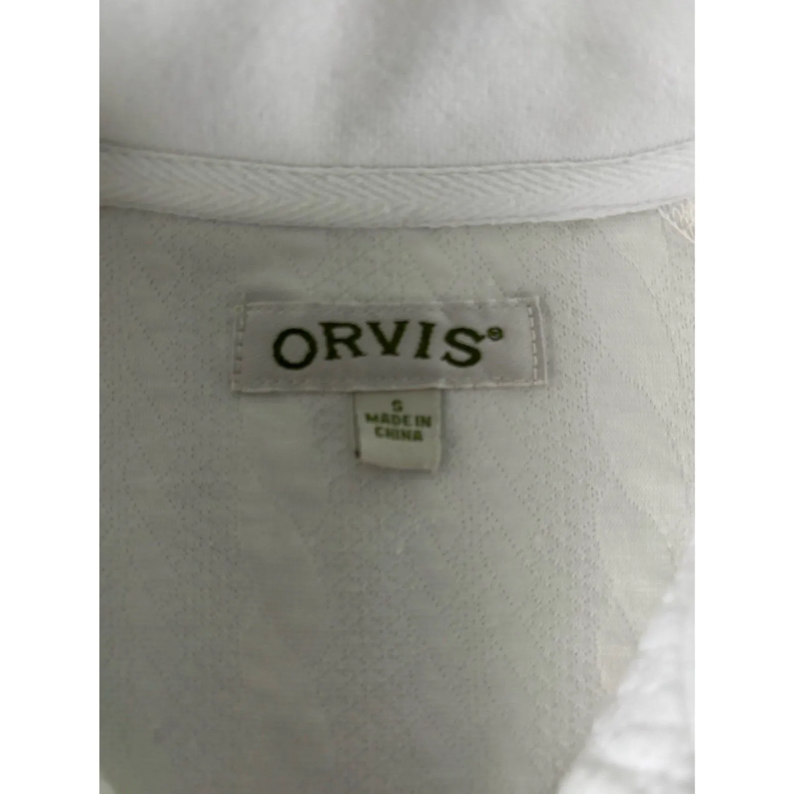 Women’s Orvis White Cable Knit 1/2 zip Sweater with Elbow Patches Size S - Image 5