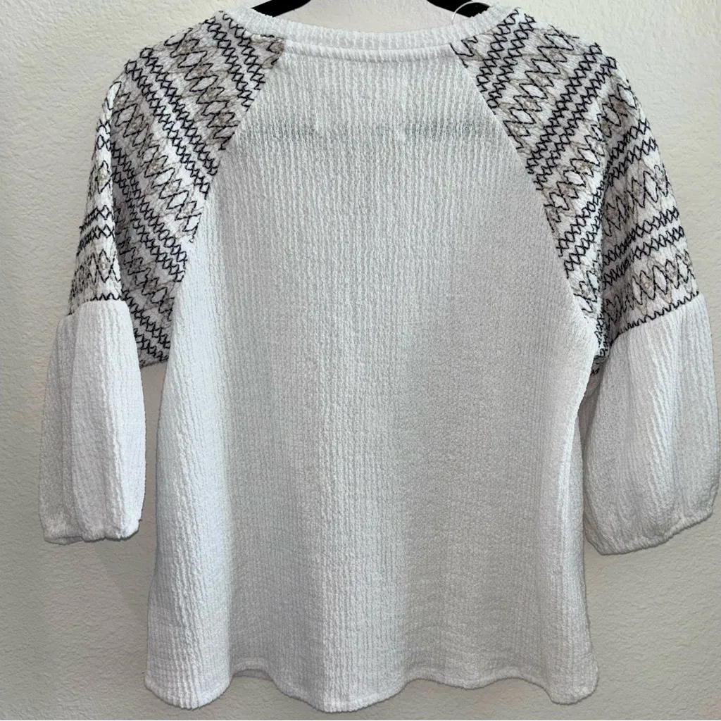 Cupio White 3/4 Sleeve Tie Front Blouse Women’s XL - Image 4