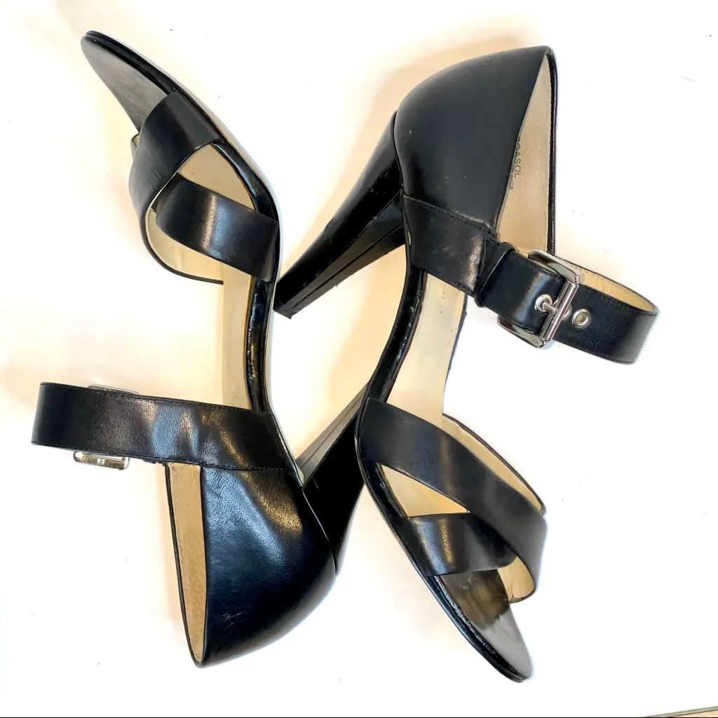 Bandalino Black Strappy Heels with silver side buckle sexy yet comfortable - Image 5