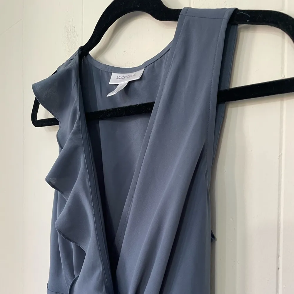 Motherhood Maternity Blue Sleeveless Faux Wrap Dress ~ Ruffle Detail ~ Size S - Image 4