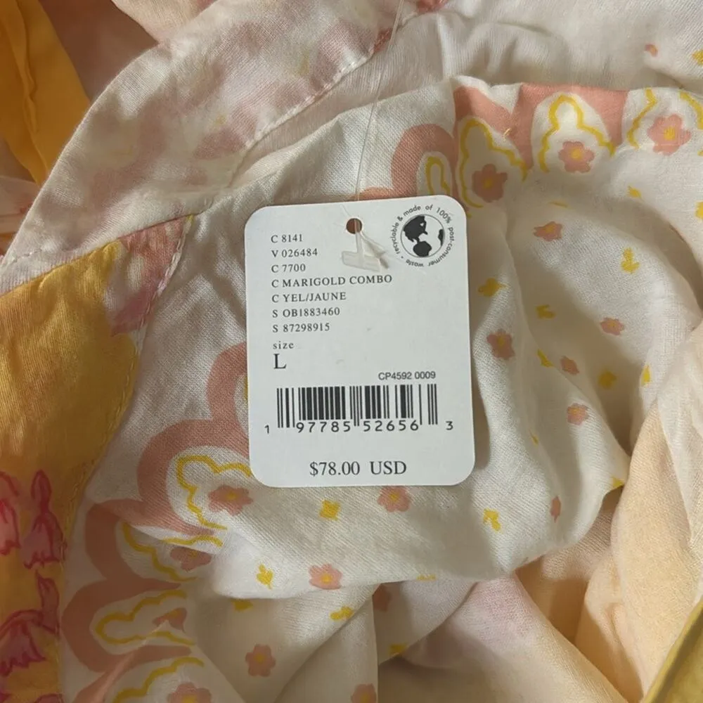 Free People Sweet Thing Mixed Print Cotton Bodysuit - Marigold Combo Size L - Image 8