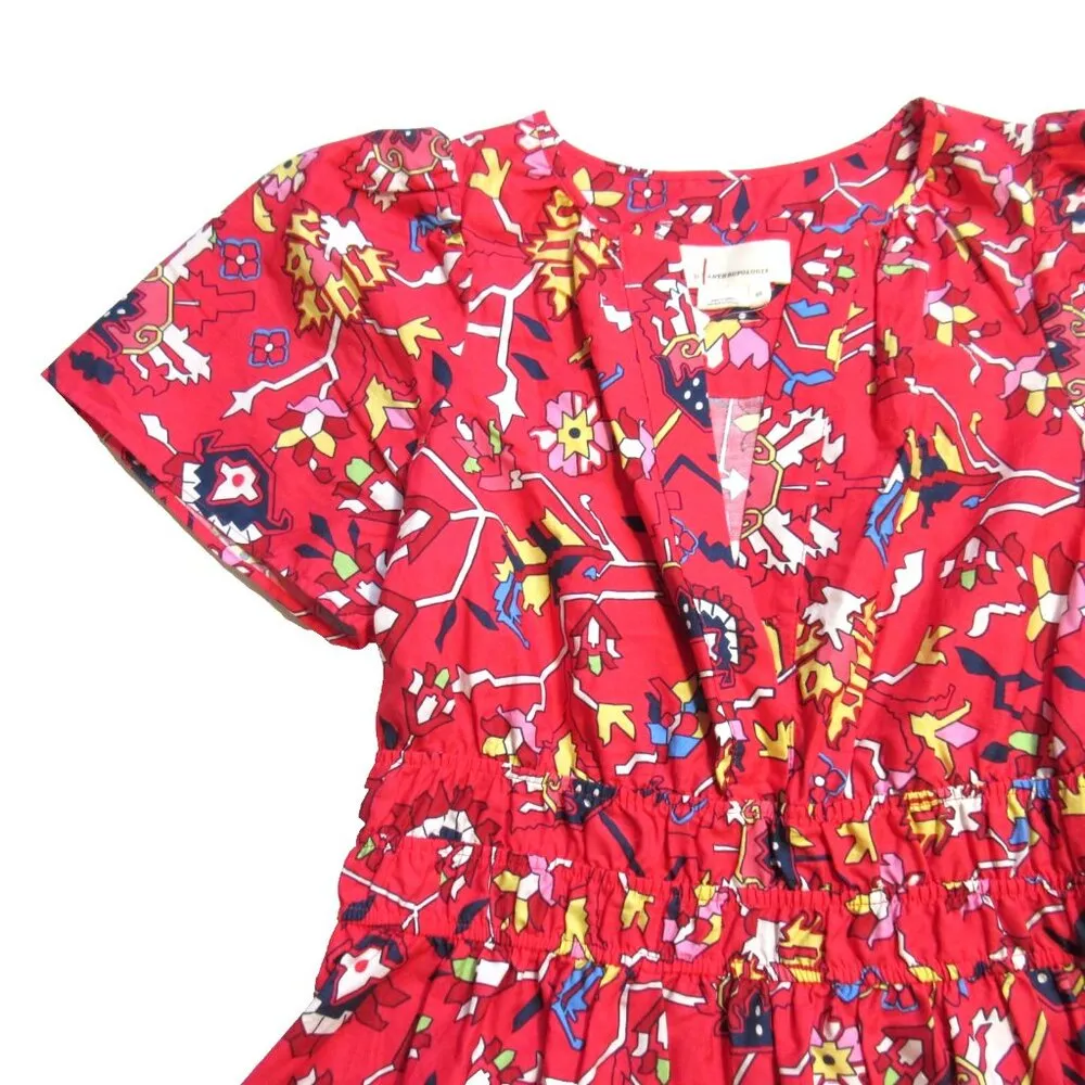 NWT Anthropologie Maeve Somerset Maxi in Red Geo Floral Print Cotton Dress XS - Image 6
