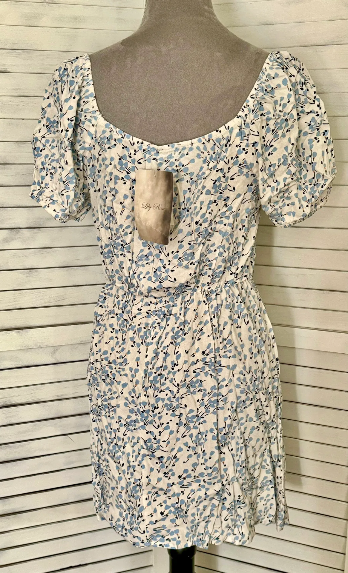 Blue Floral Dress, Large - Image 3