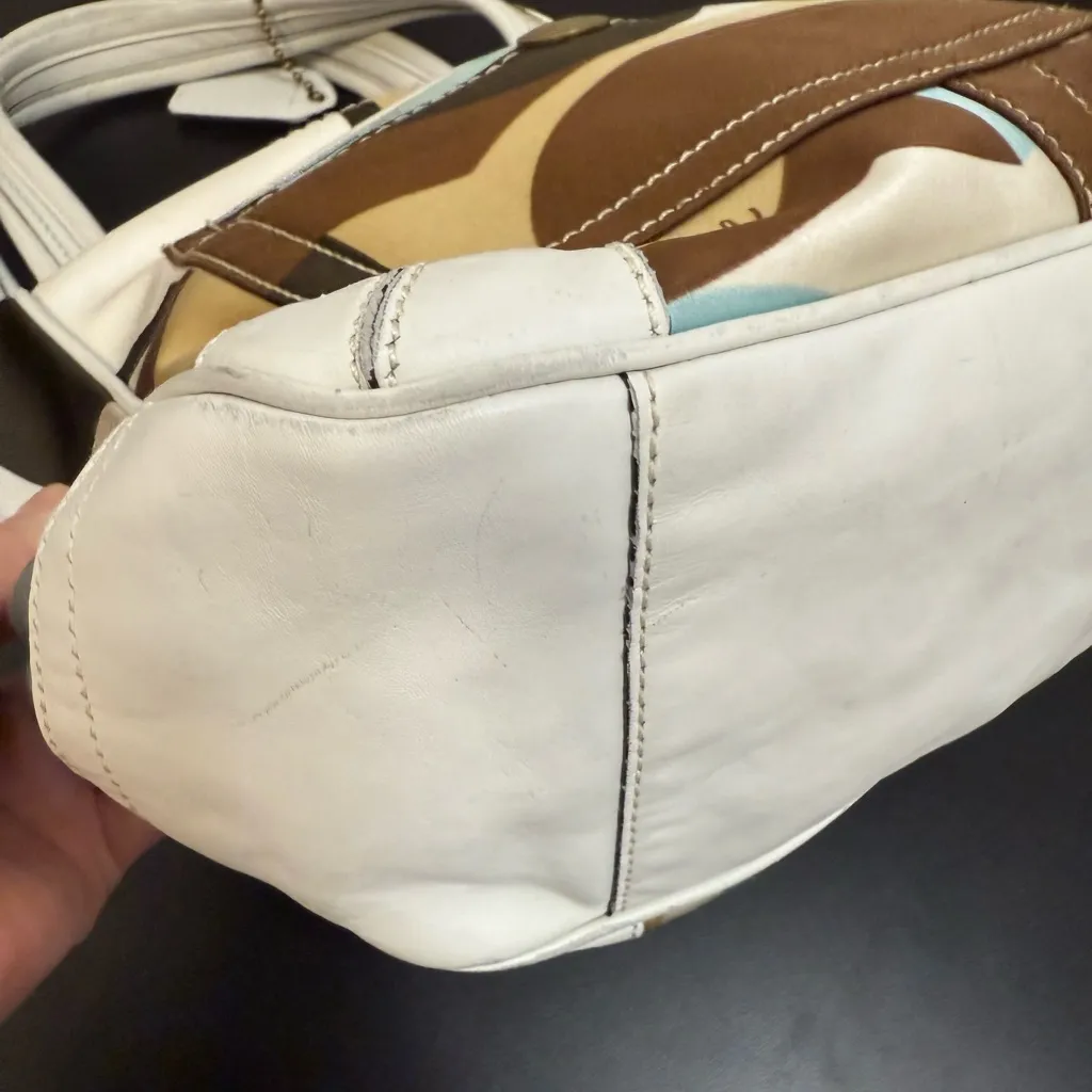 Coach Multicolor Tan Brown Satin Leather Ergo Optic Shoulder Bag - Image 12