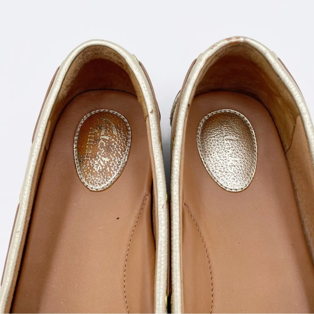 Clarks Artisan Dunbar Racing Metallic Gold Driving Loafers Boat Shoes Size 9.5N - Image 4