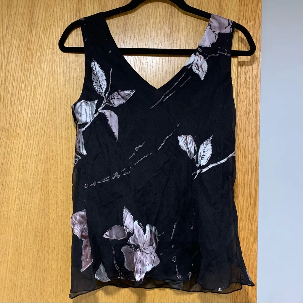 Alex Evenings  Black Floral Blouse with Sheer Jacket - Size 10 - Image 4