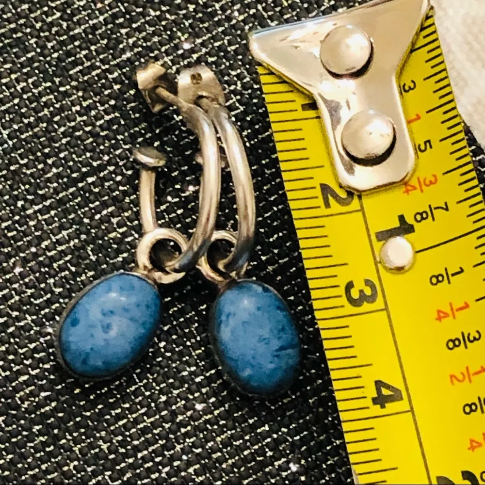 Larimar Gemstone Handcrafted Earrings set in 925 Mexico Silver - Image 6