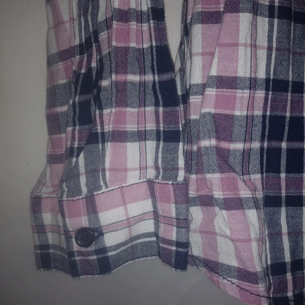 FG L Plaid Cotton Pink Purple Shirt Top - Image 2