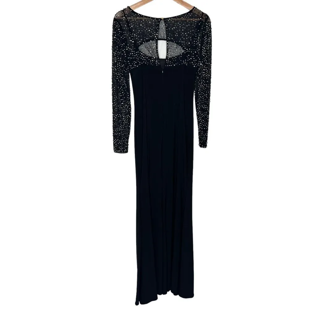New Women’s Betsey And Adam Haisley Long Jersey Knit Beaded Dress Size 8 Black - Image 7
