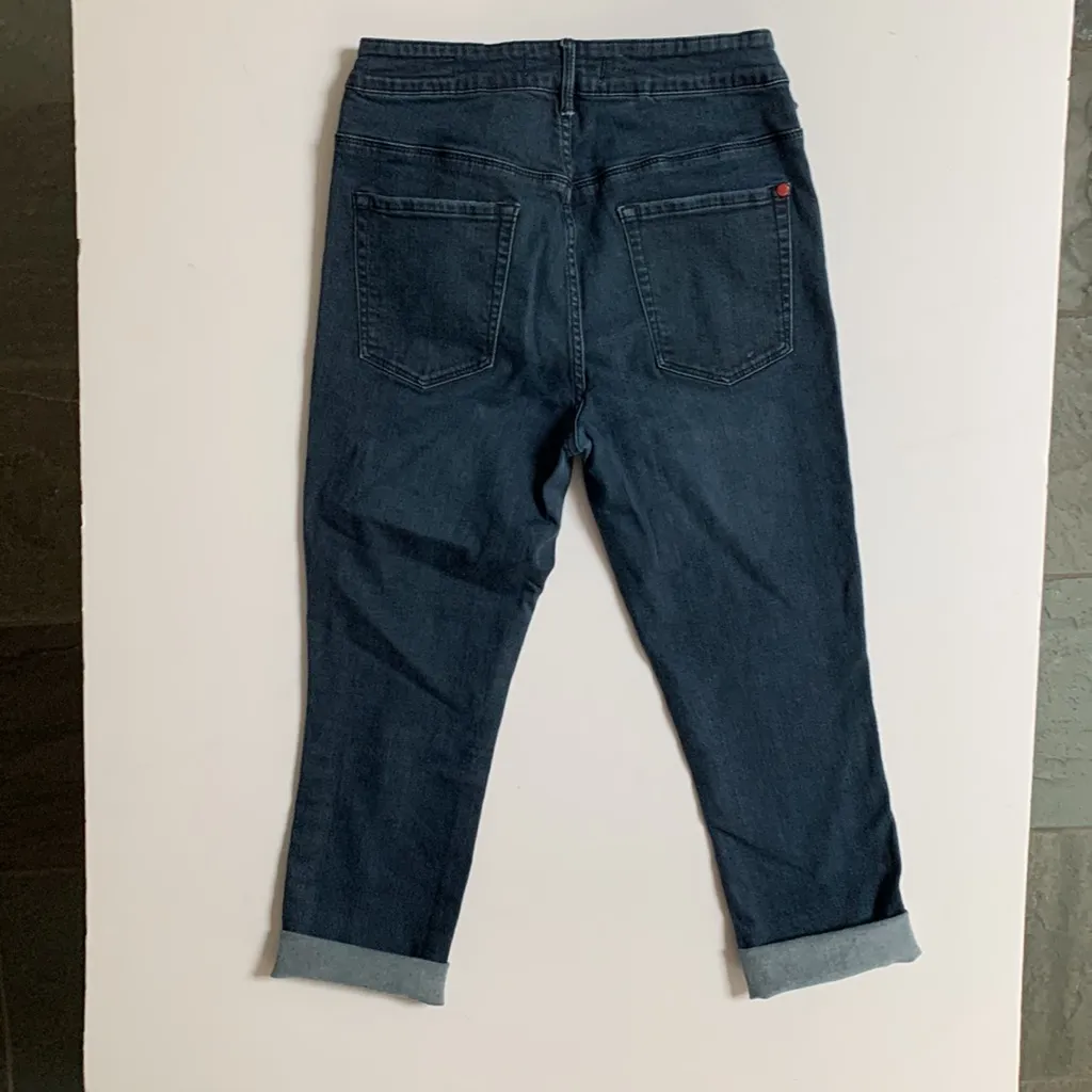 Bullhead high rise skinniest dark wash cropped raw hem capri denim jeans - Image 3