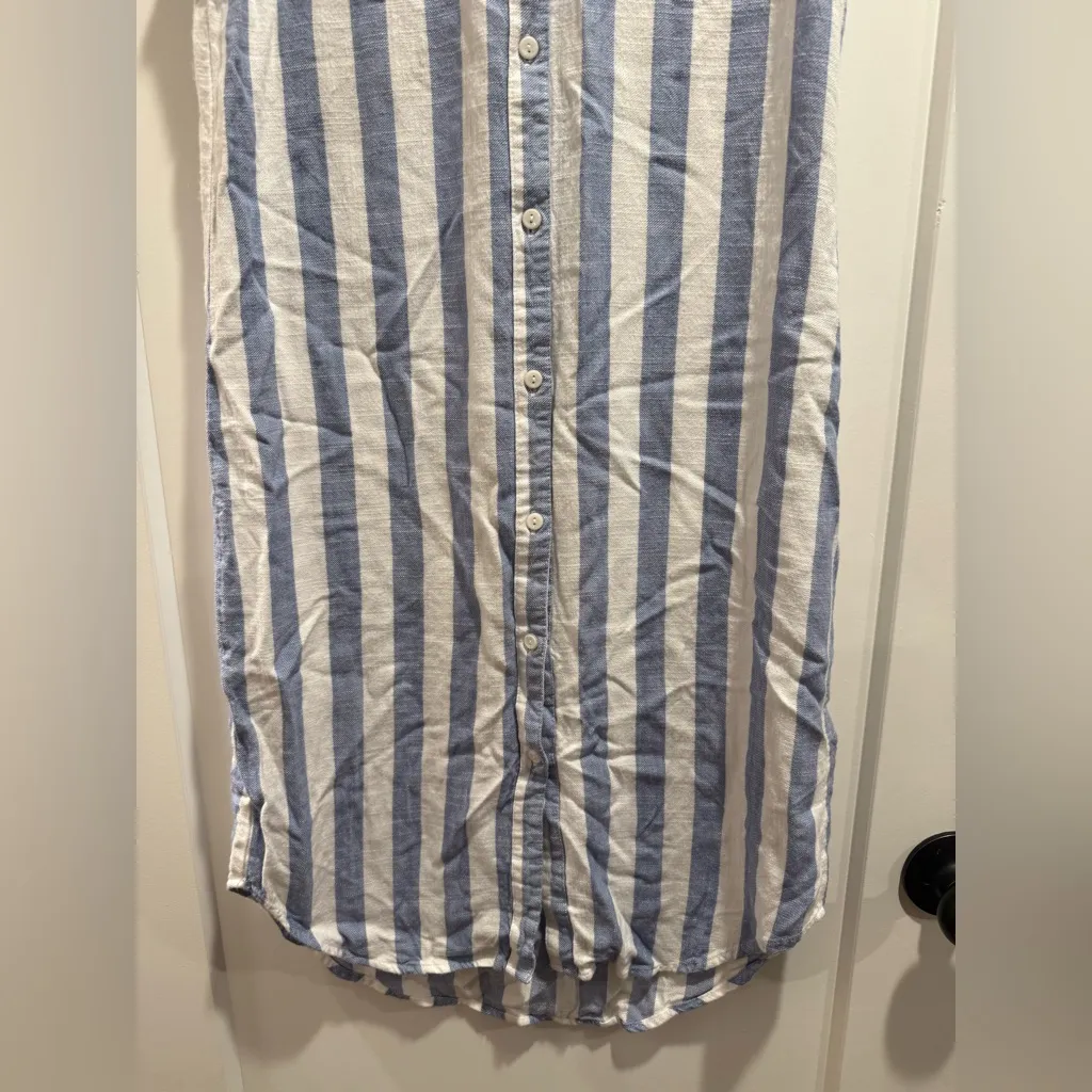 Hope & Harlow Sleeveless Striped Button Up Dress Size 8 Luna Blue/Ivory Blue - Image 4