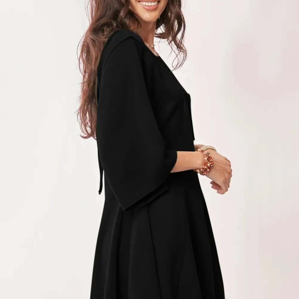 Davi‎ & Dani Solid Draped Sleeve Ties Back Skort Romper - Image 3