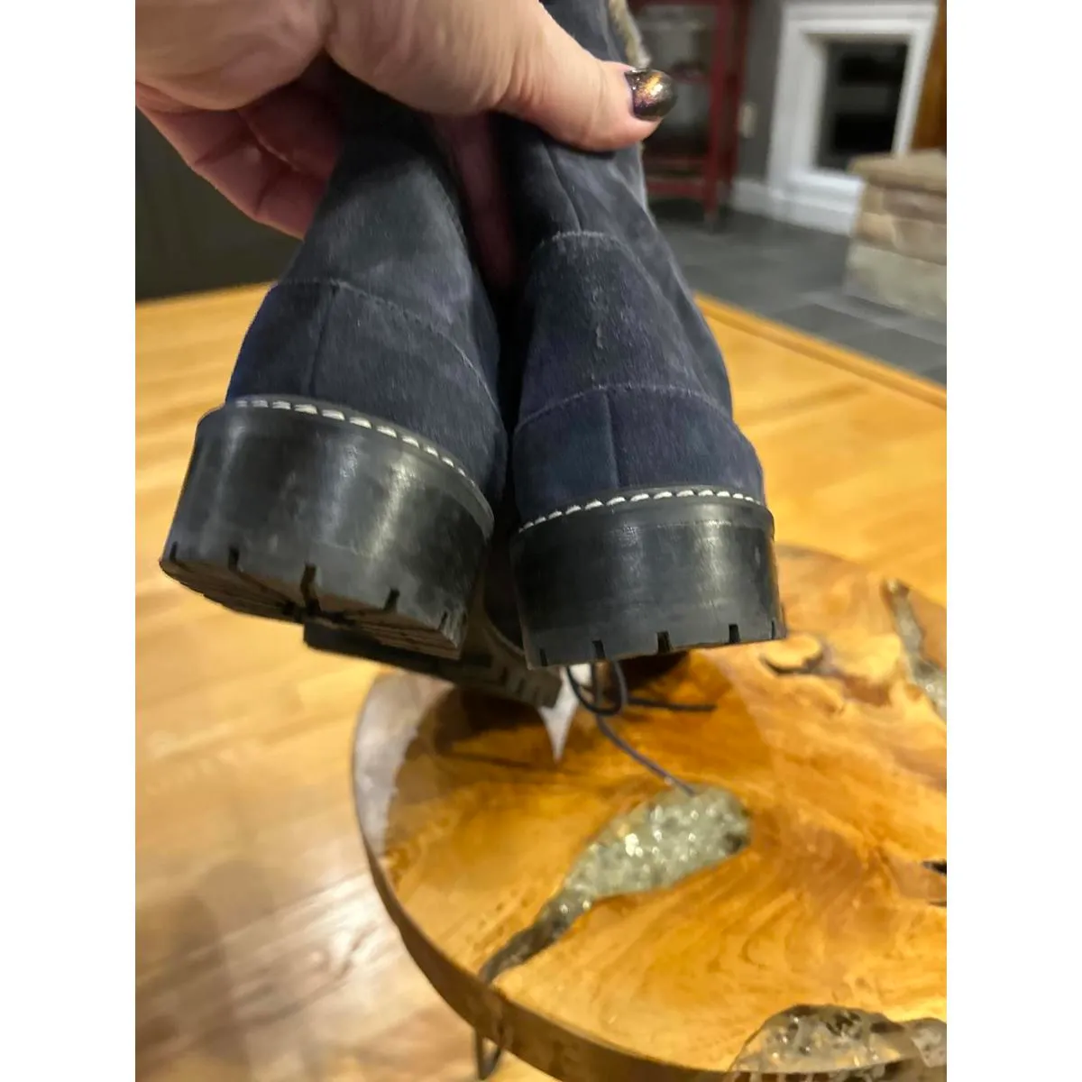 Stuart Weitzman Black Luge Suede & Faux Fur Lace-up Boots 9 - Image 4