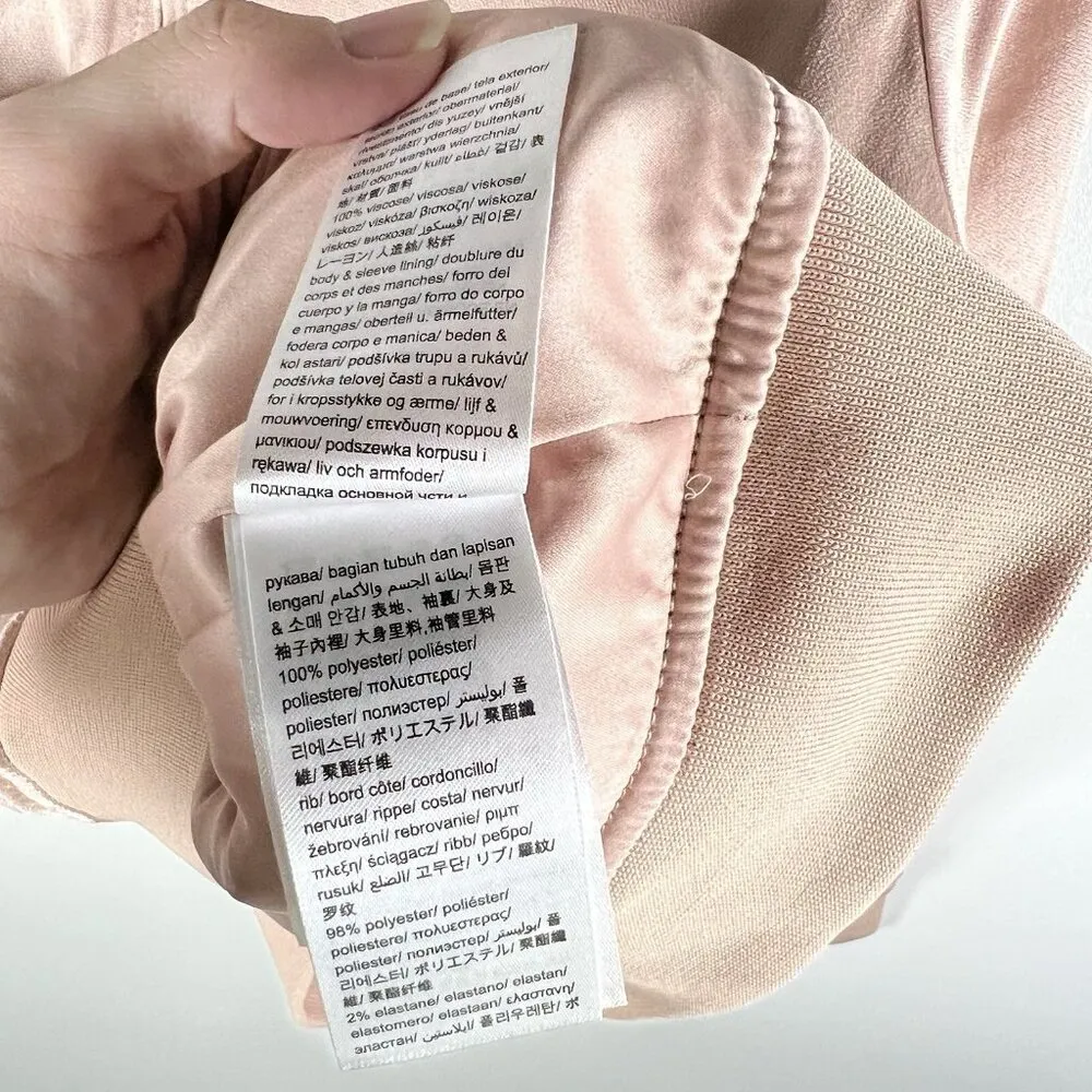 Calvin Klein Jeans Woman Puffy Satin Bomber Jacket Size Large Pink New With Tags - Image 9