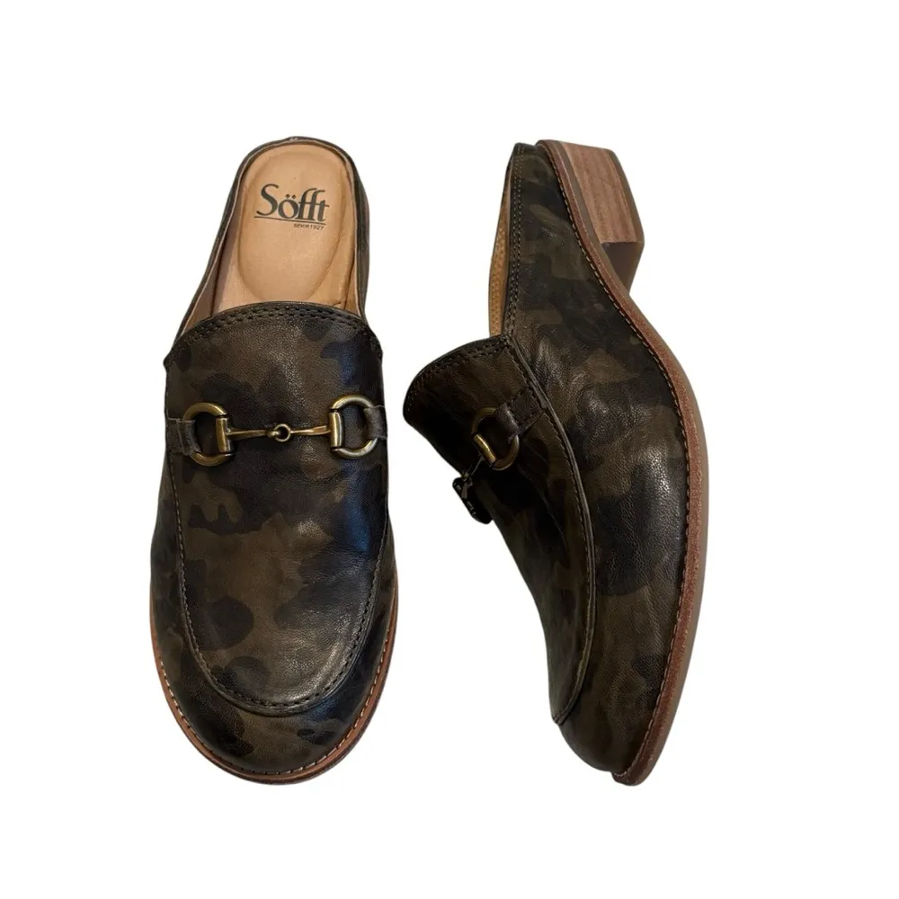 Sofft Naomo Leather Camo Mule, Sz 9.5 Green - Image 4