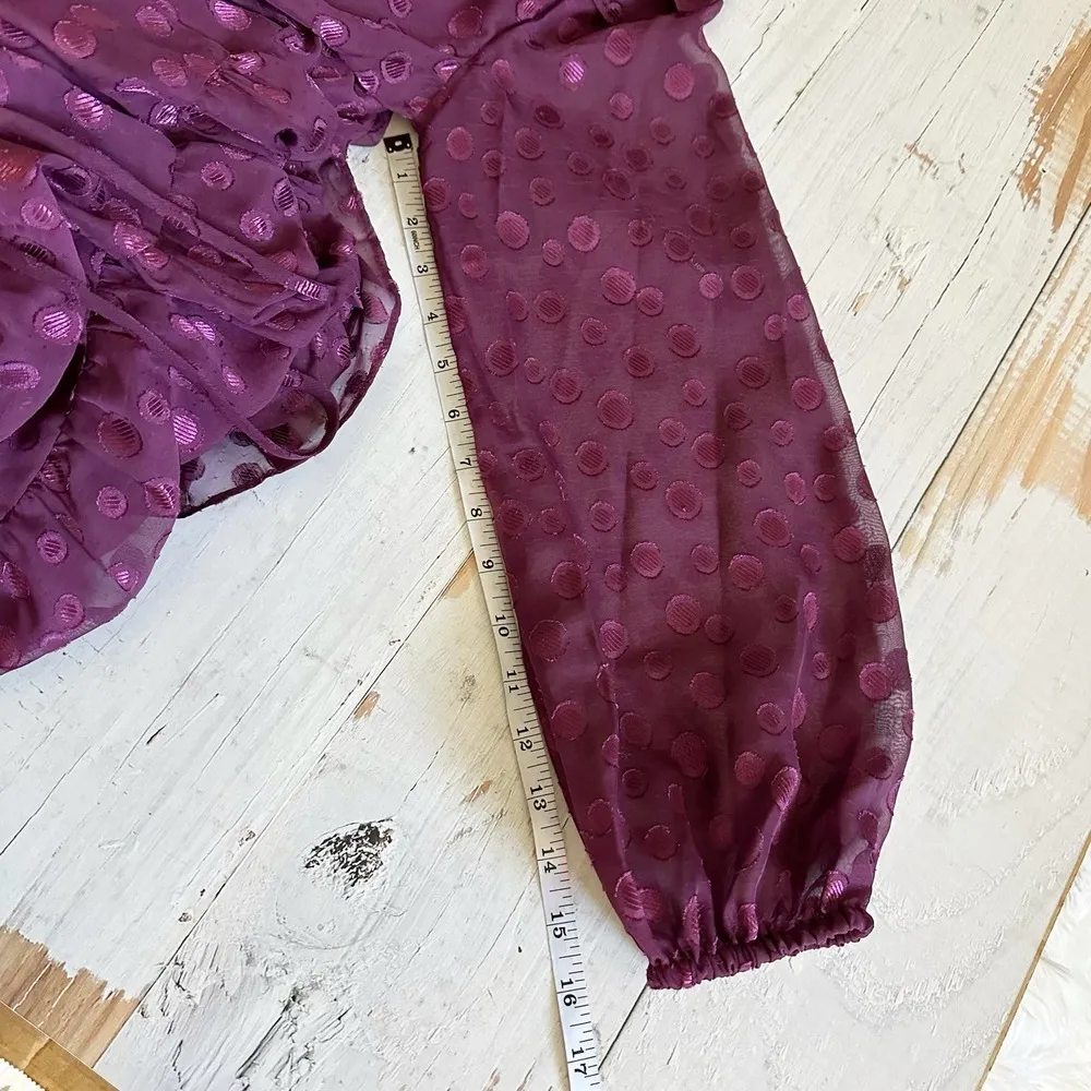 Julia Jordan Ruffle Drawstring Midi Dress Size 4 Burgundy - Image 9