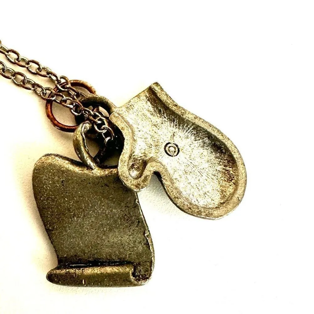 Silver tone recipe and oven mit charm necklace - Image 4