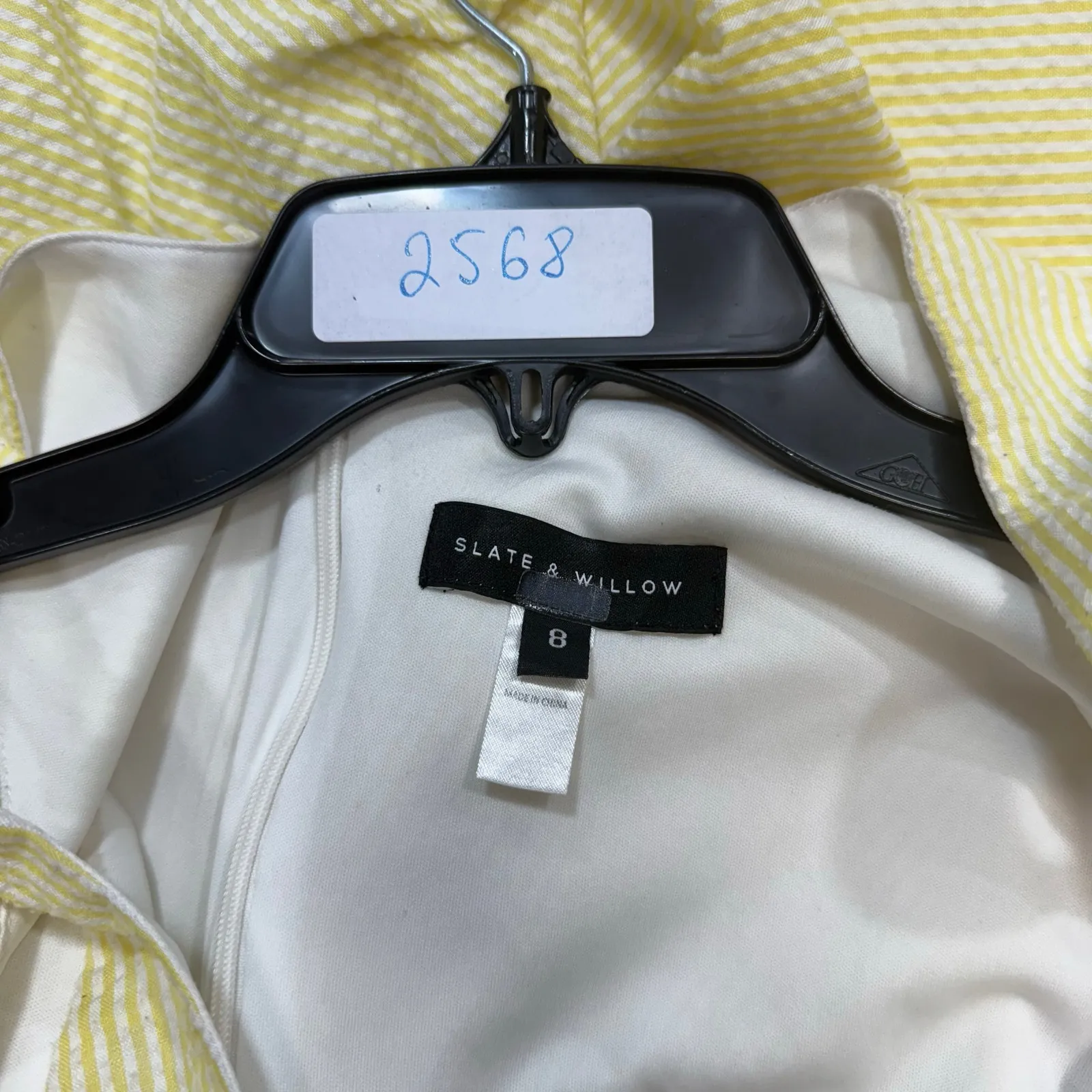 Slate & Willow Seersucker V-Neck yellow fit and flare Dress Size 8 - Image 2